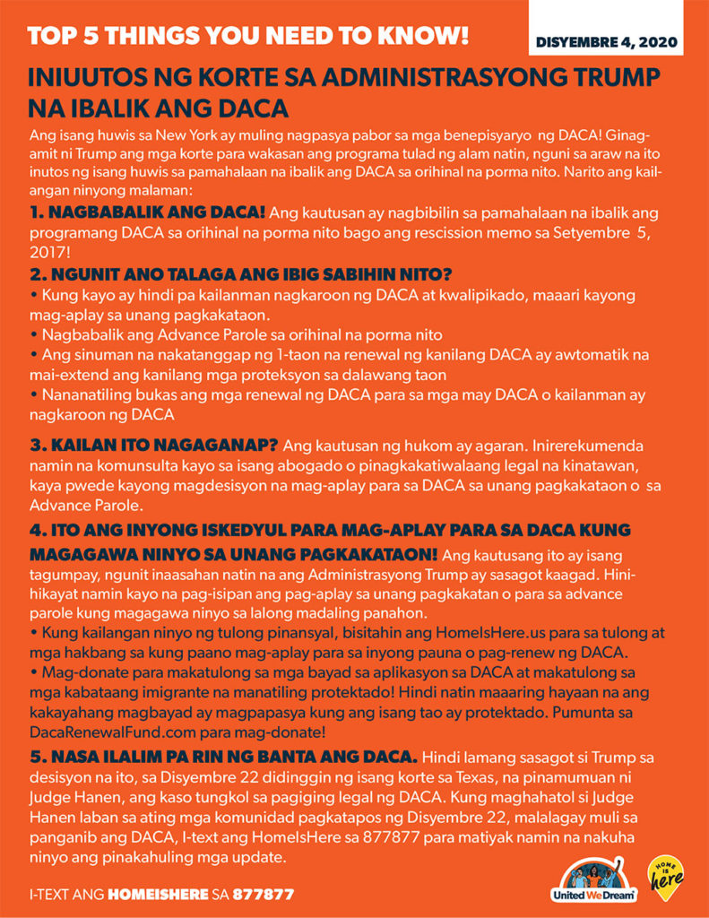 First Time DACA Frequently Asked Questions - Tagalog