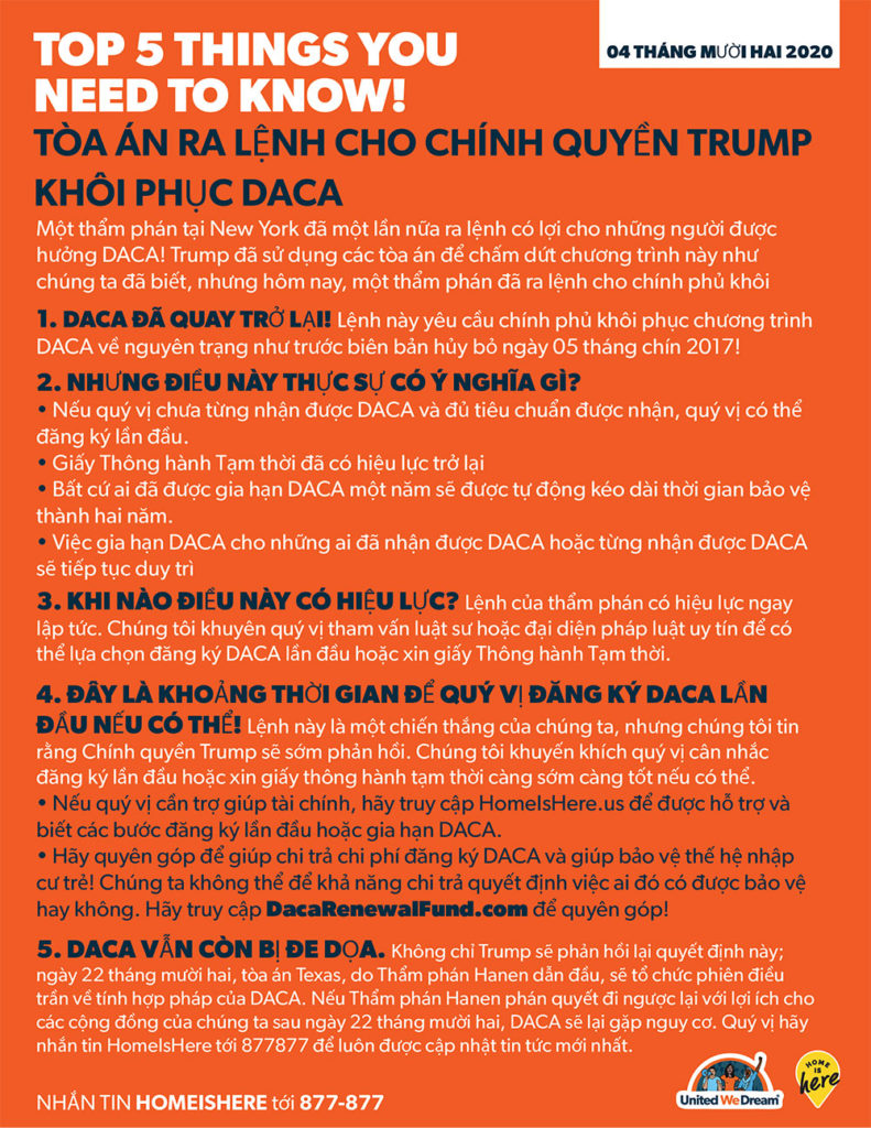 First Time DACA Frequently Asked Questions - Vietnamese